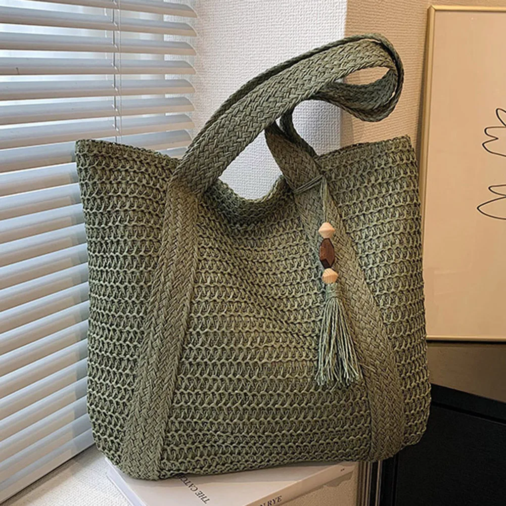 Hand-Woven Summer Straw Tote Bag
