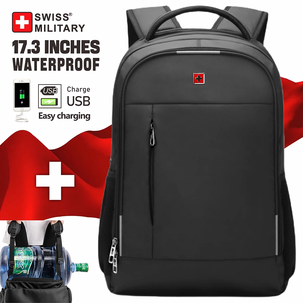 SWISS Men Laptop Waterproof Anti-Theft Backpack