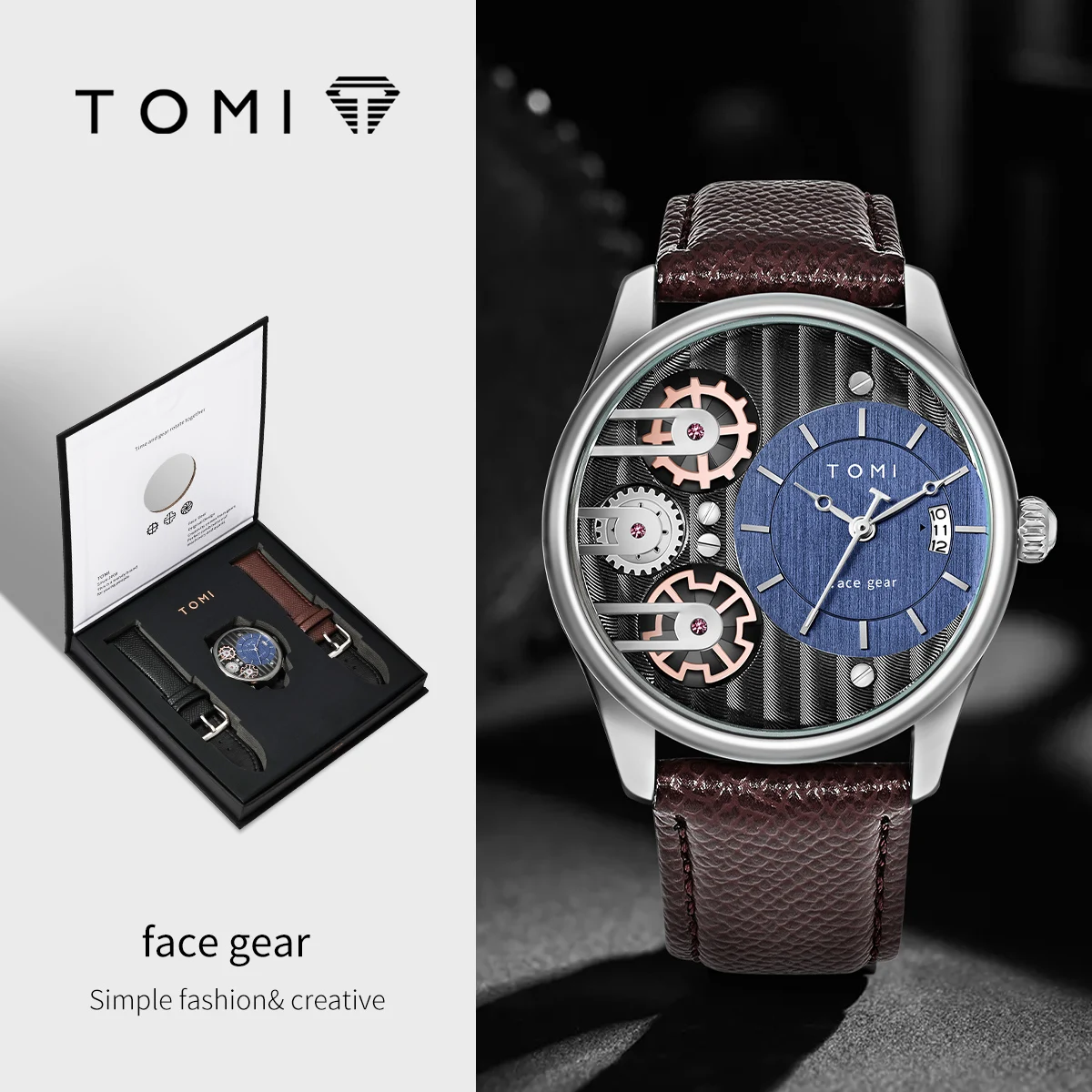 ساعة TOMI للرجال مع علبة هدايا