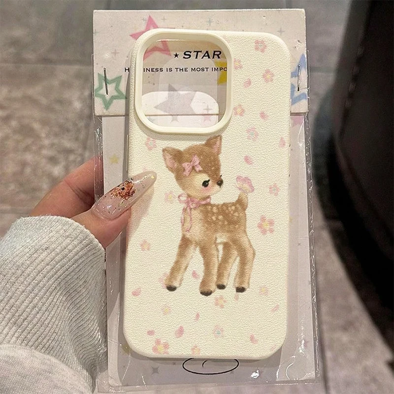 Cute Deer Floral iPhone Phone Case