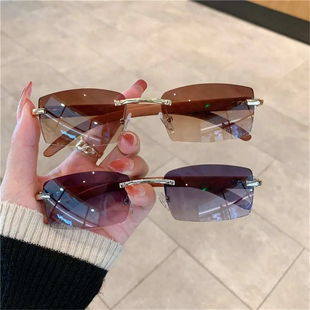 Trendy Rimless Rectangle Sunglasses