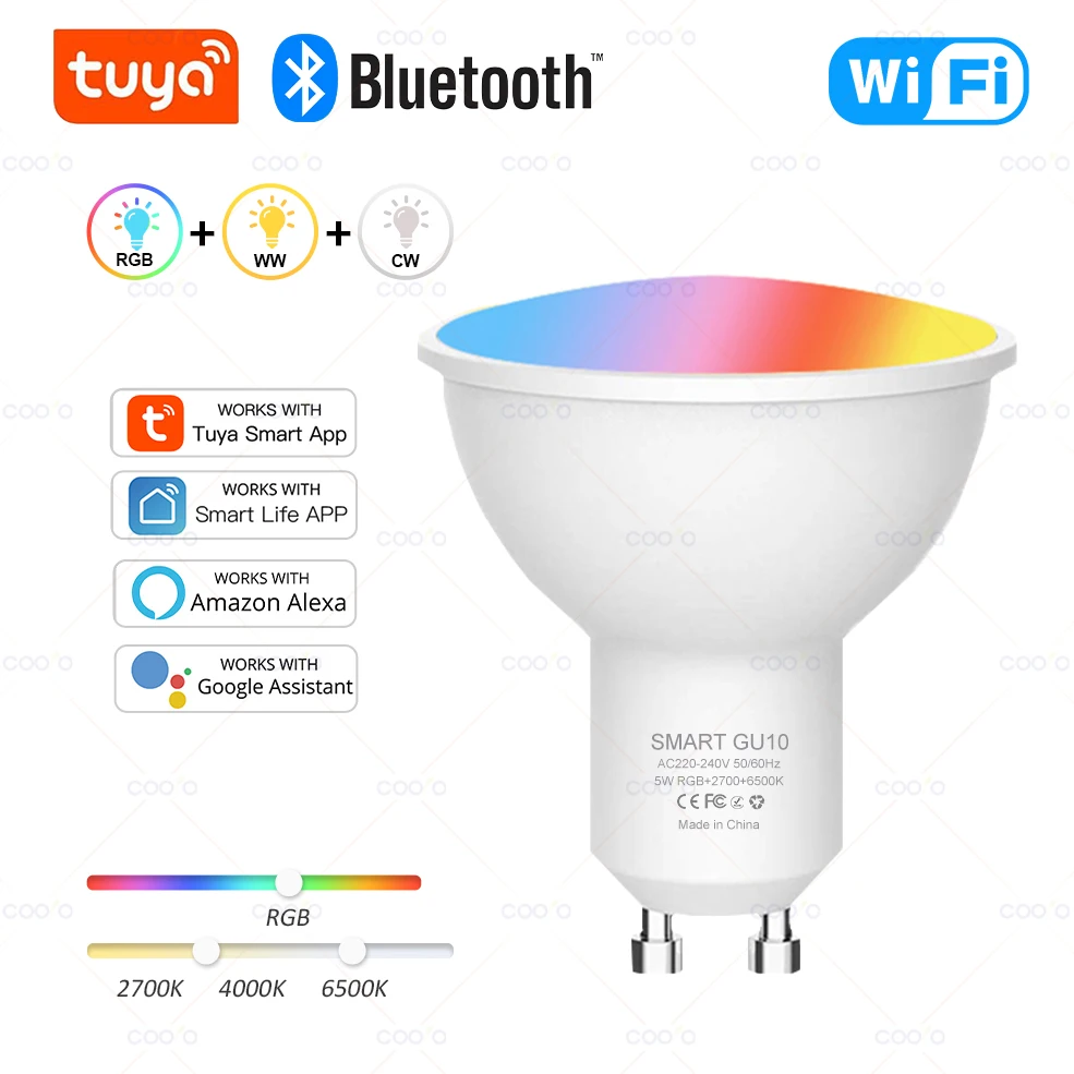مصباح LED ذكي WiFi بلوتوث GU10
