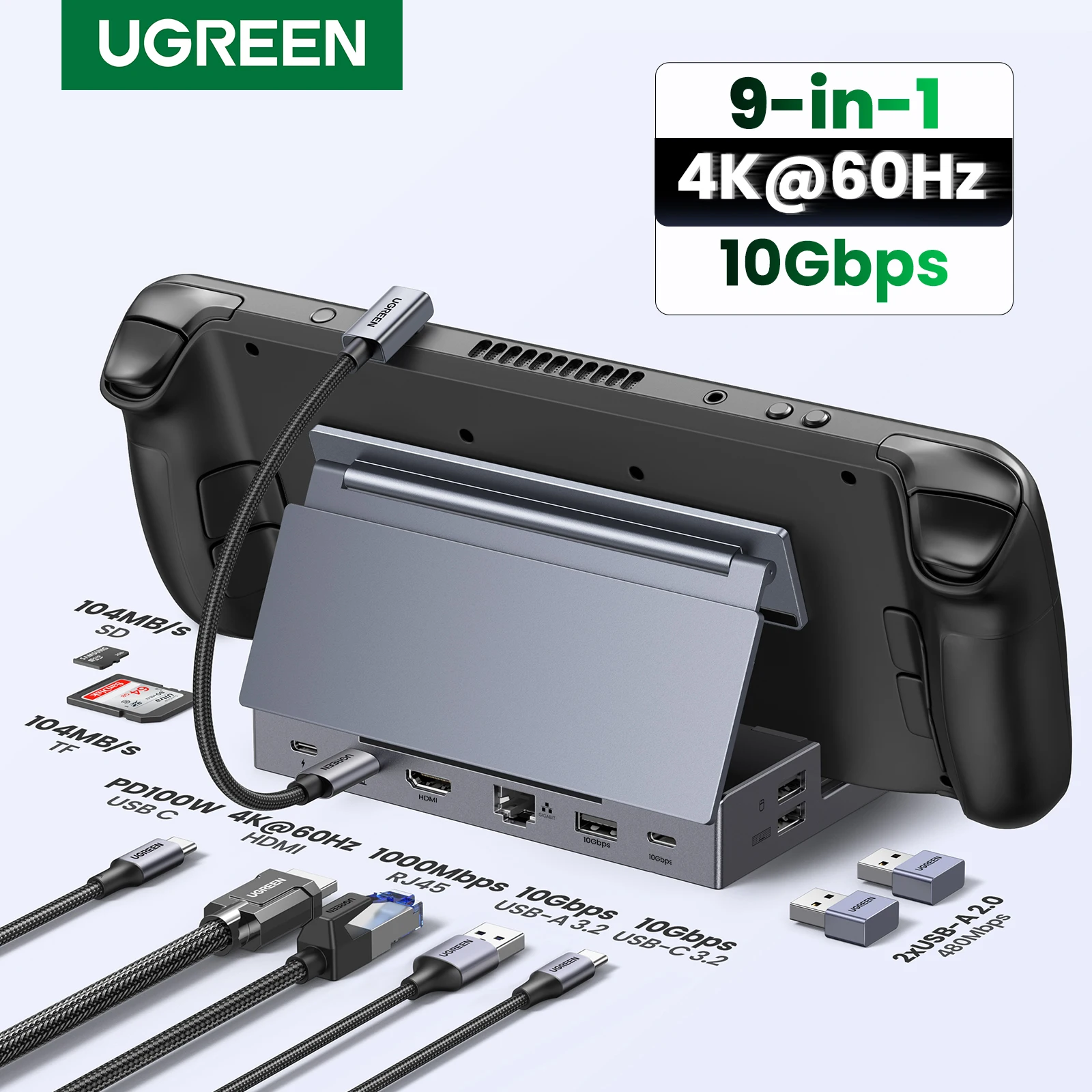 UGREEN-Steam Dock USB C HUB 9 منافذ