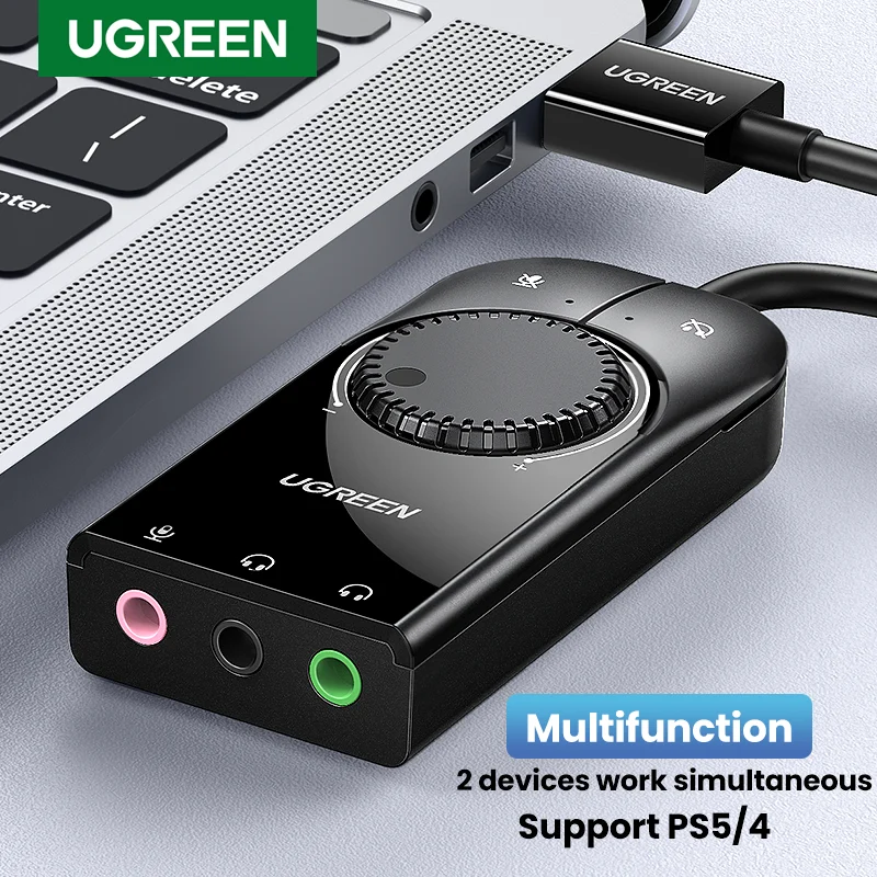 كارت صوت USB UGREEN لجهاز الكمبيوتر