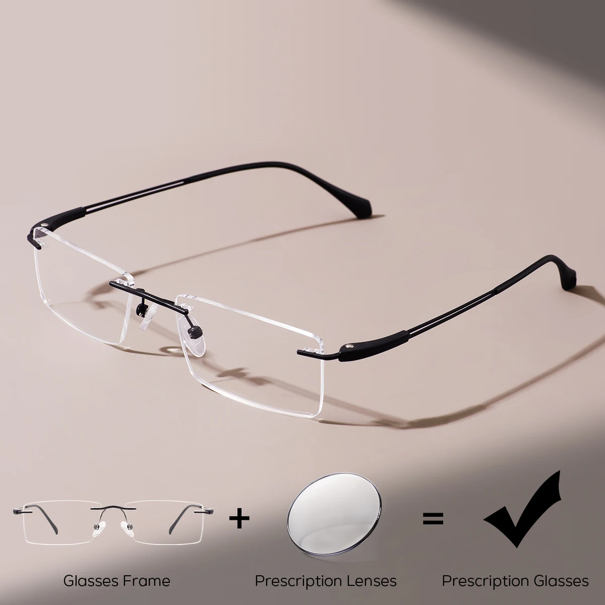 Ultralight Rimless Prescription Glasses for Men