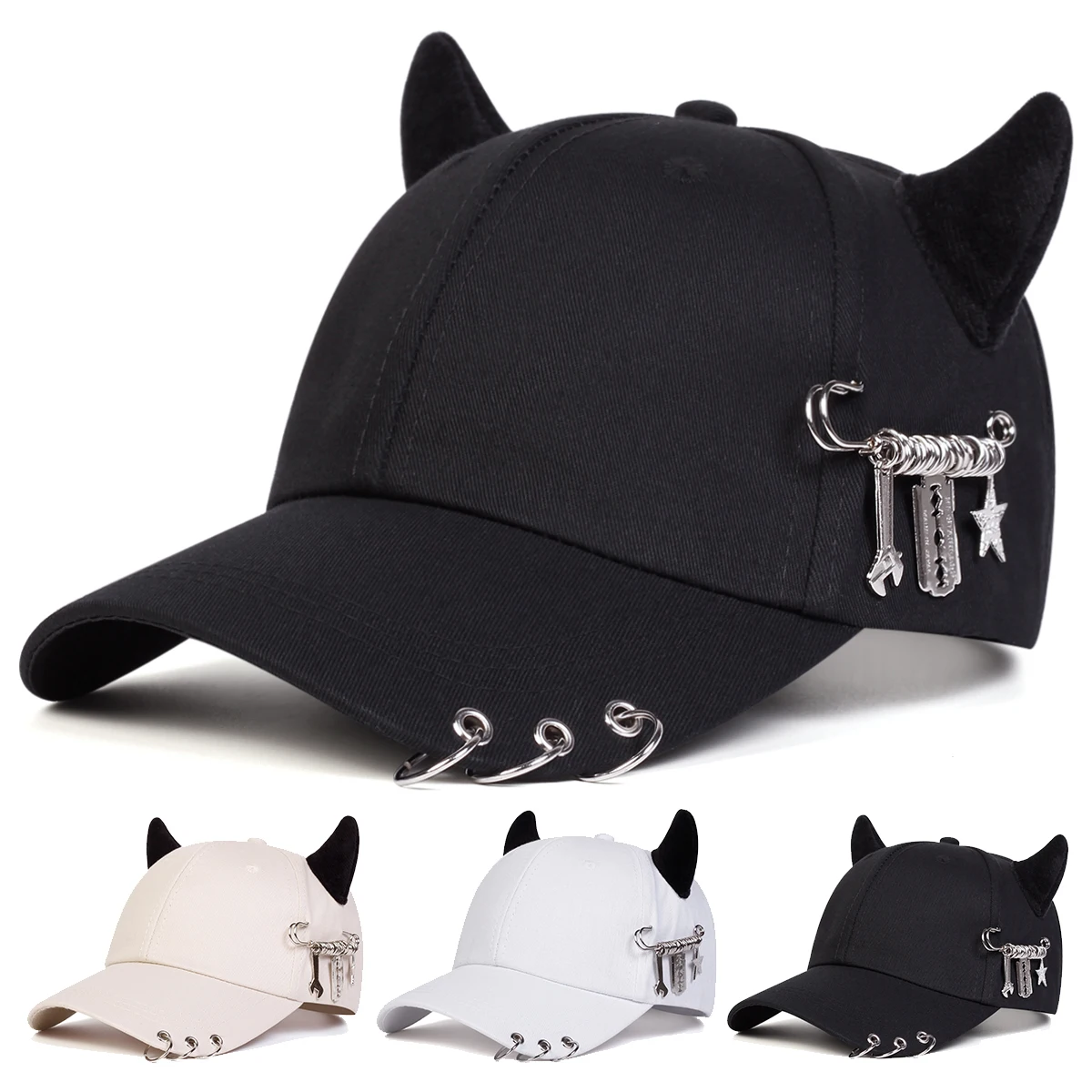 Unisex Adjustable Cow Horn Baseball Cap