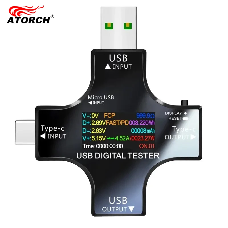 مقياس الفولتميتر الرقمي USB نوع-C