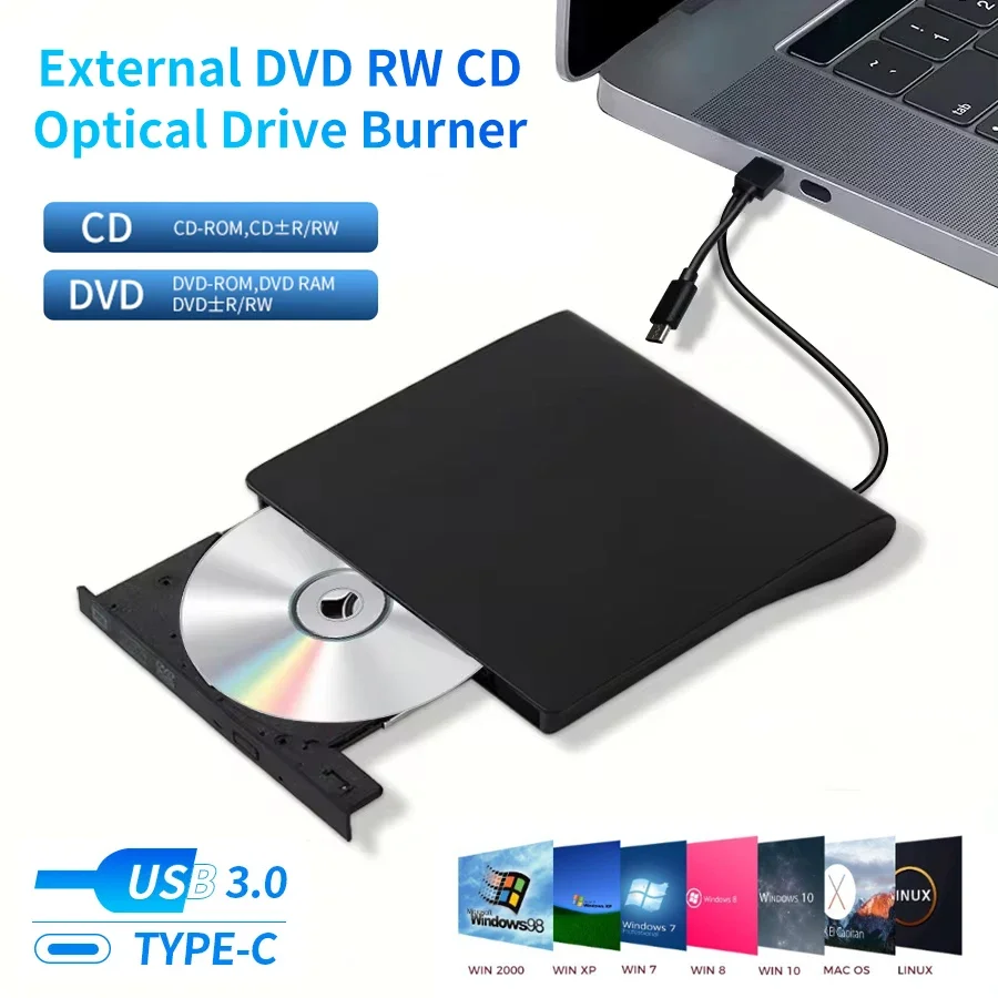 محرك أقراص DVD خارجي USB 3.0 Type-C
