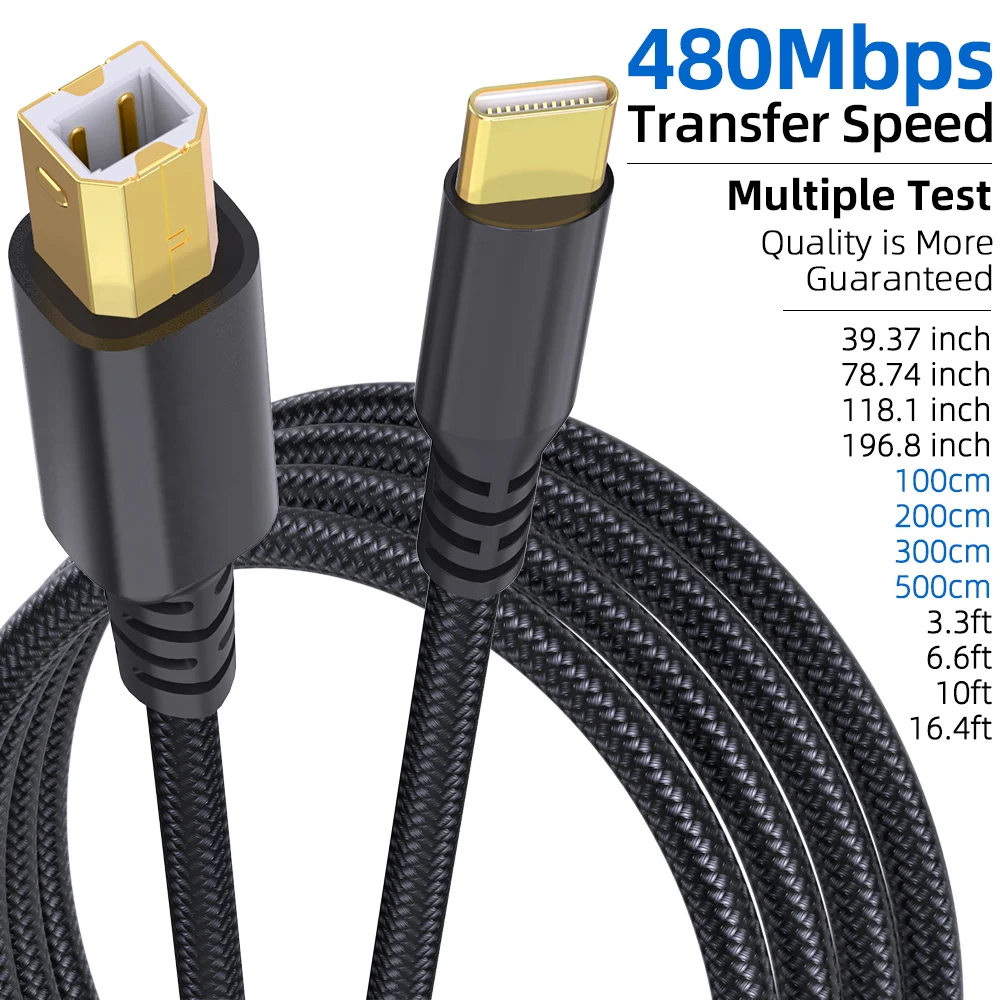 كابل USB C إلى B عالي السرعة