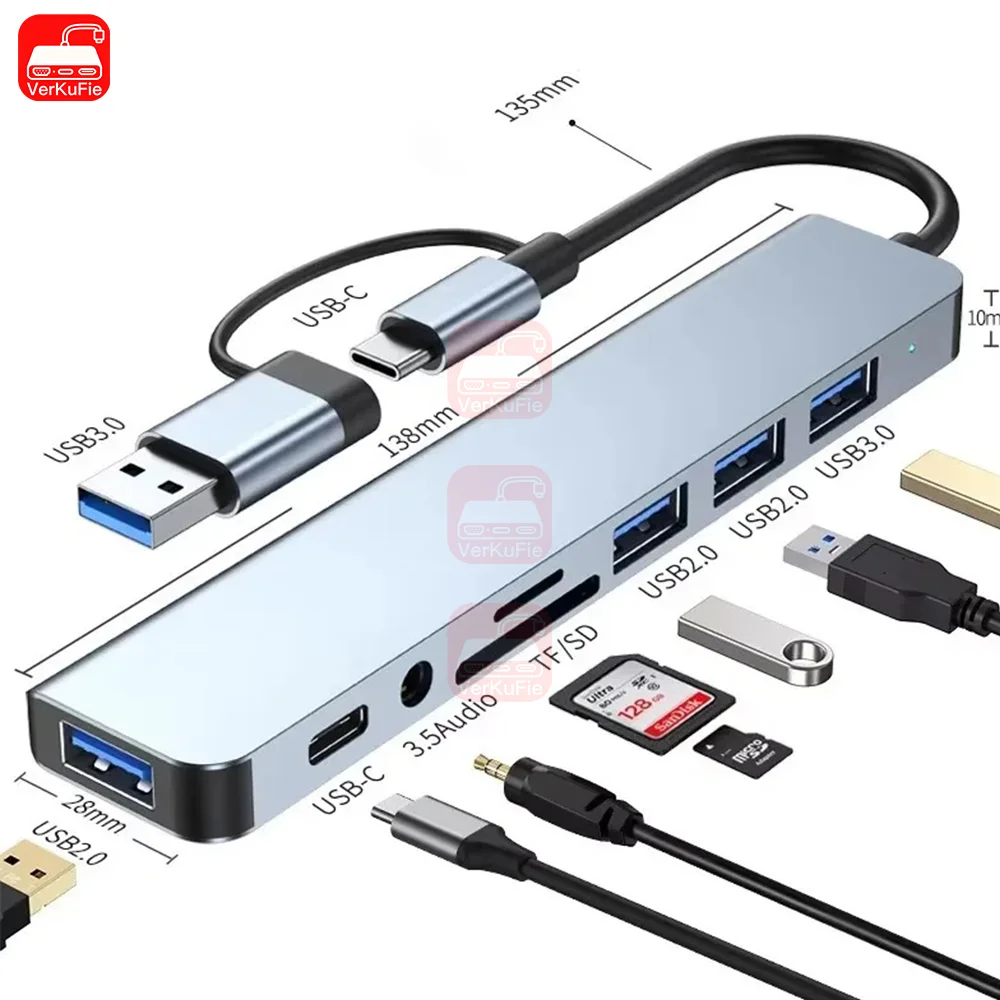 محور USB C متعدد الاستخدامات 8 في 1