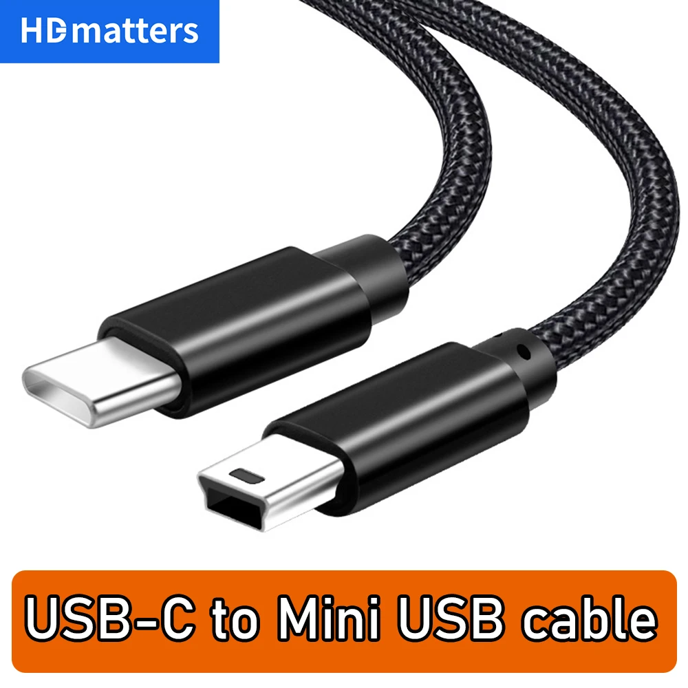 Braided USB C to Mini USB Cable