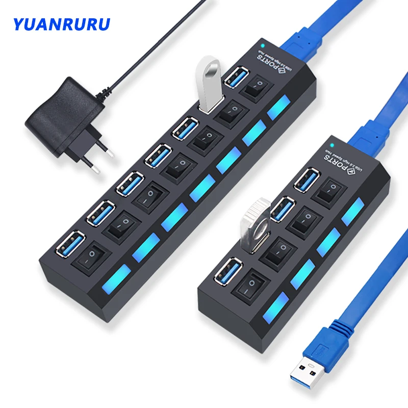 محور USB 3.0 مع 7 منافذ