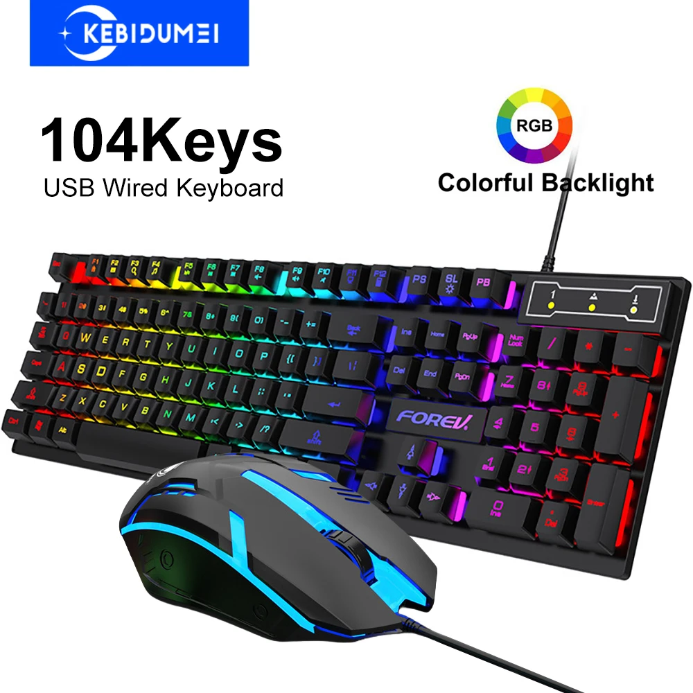 لوحة مفاتيح ألعاب سلكية ملونة RGB