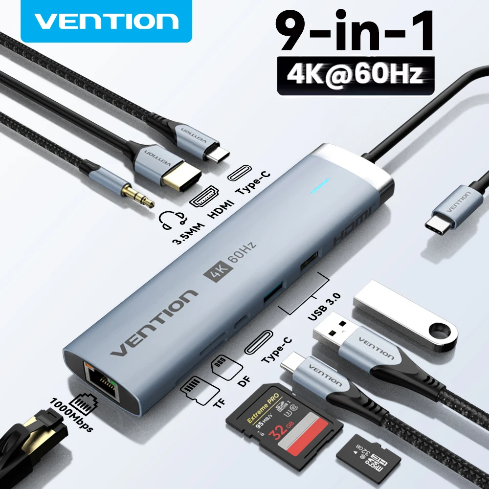 محور USB C 9 في 1 من Vention