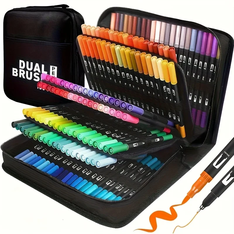 Vibrant Double-Ended Watercolor Markers Set