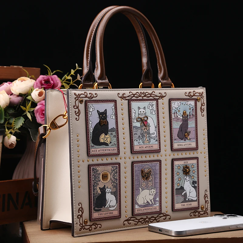 Luxury Designer Cat Print Tote Bag