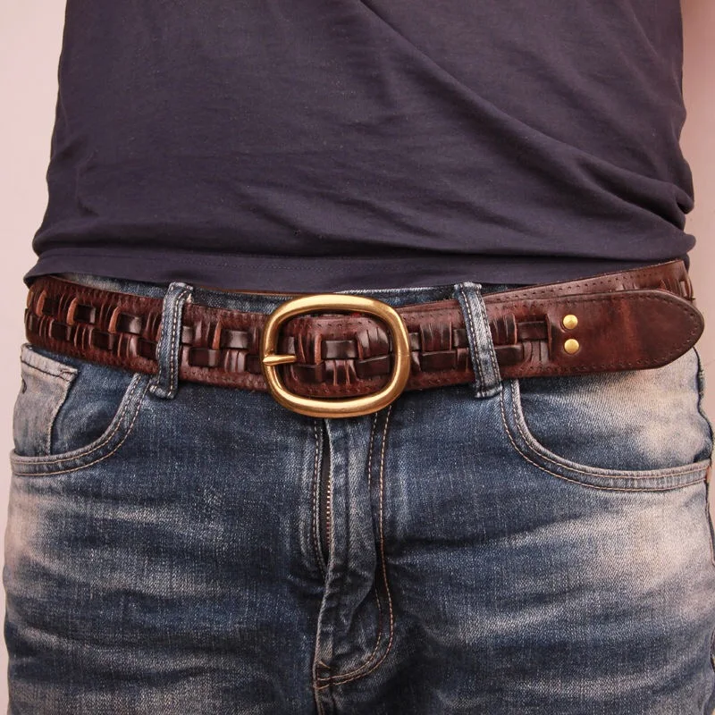 Vintage Handmade Leather Weave Men’s Belt