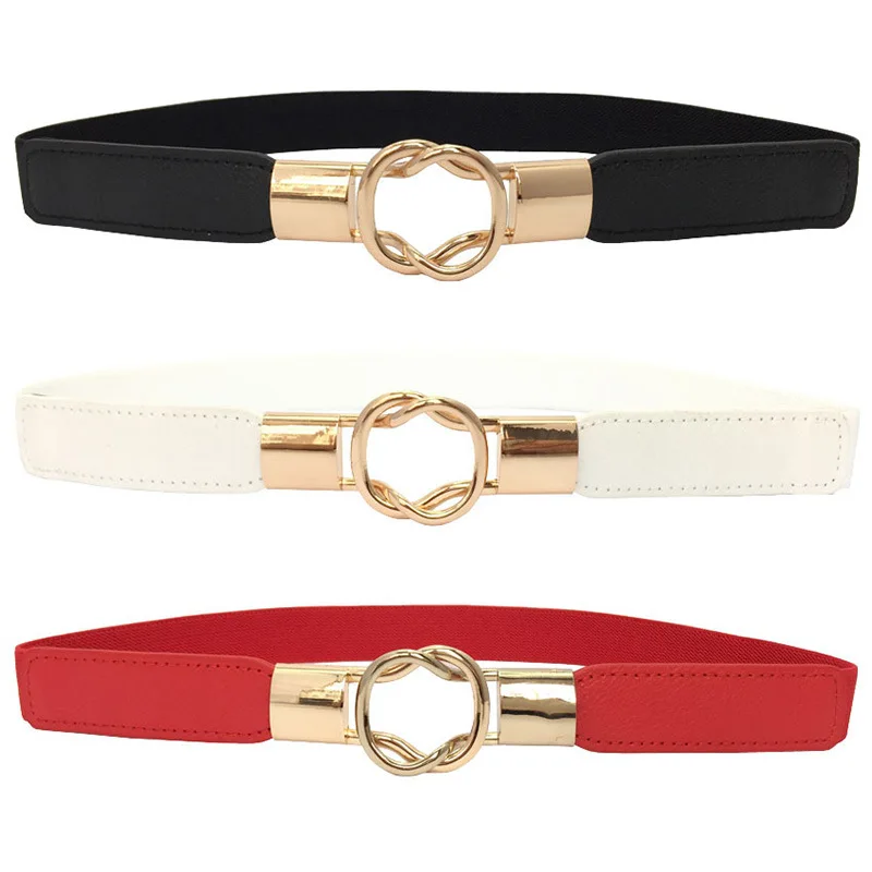 Fashionable Women’s Leather Belt with Metal Buckle
