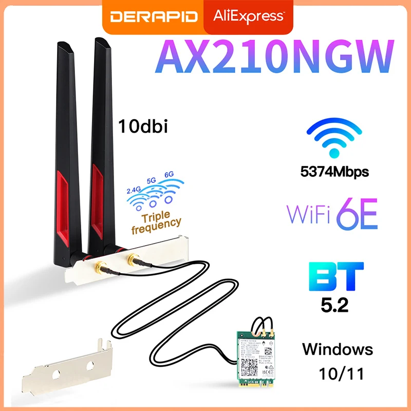 بطاقة واي فاي 6E AX210 اللاسلكية