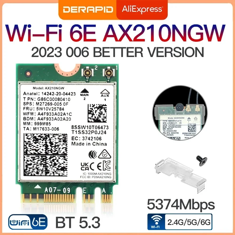 بطاقة واي فاي 6 AX210 بجودة عالية