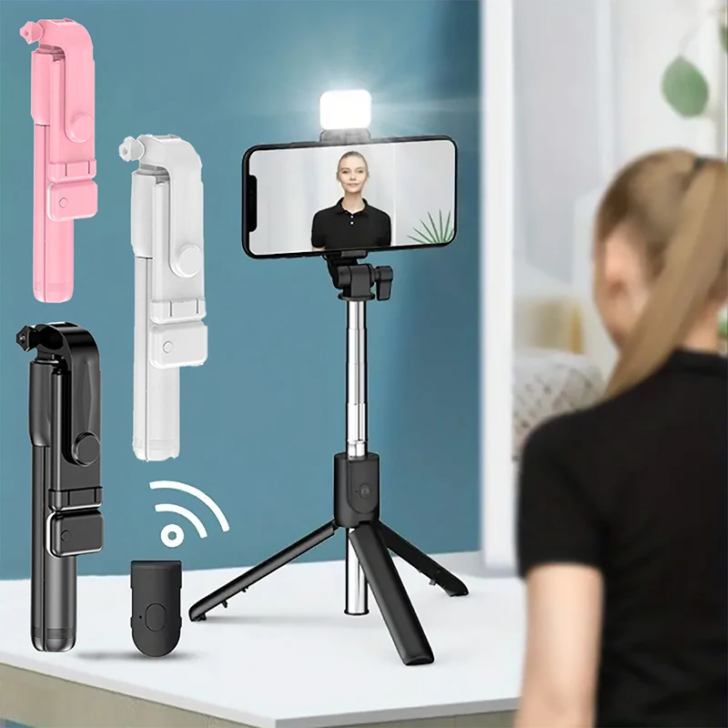 Retractable Wireless Selfie Stick with LED Light