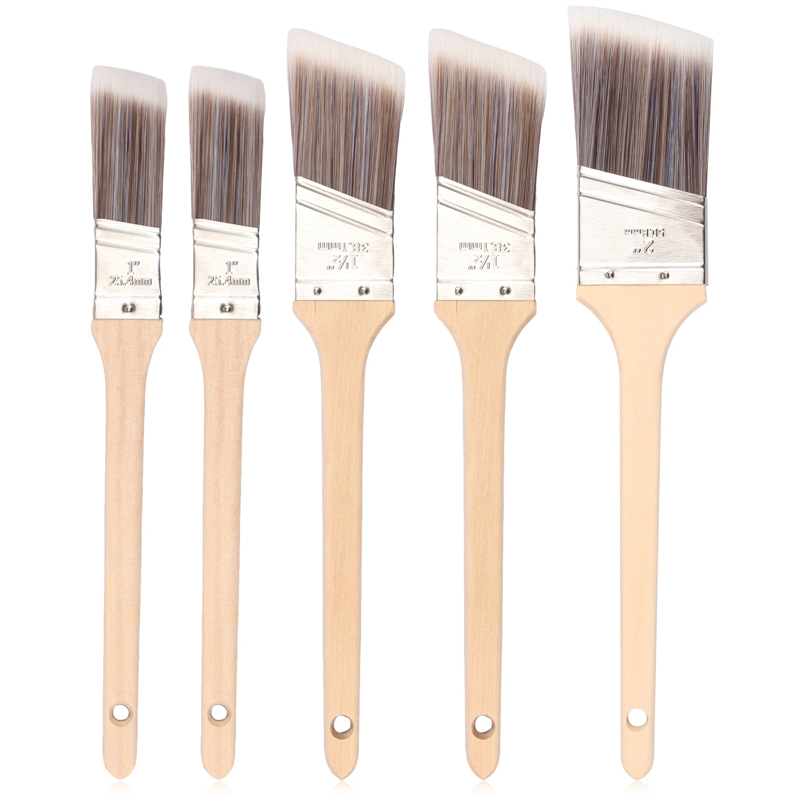 Wood Angled Sash Paint Brush Set