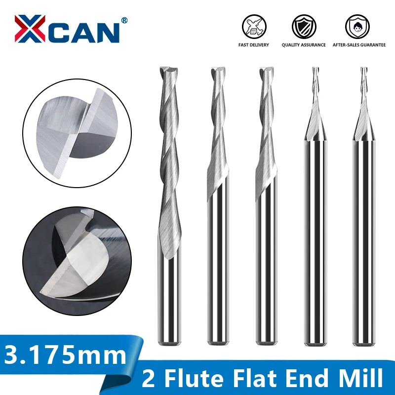 XCAN Carbide 2 Flute End Mill Set