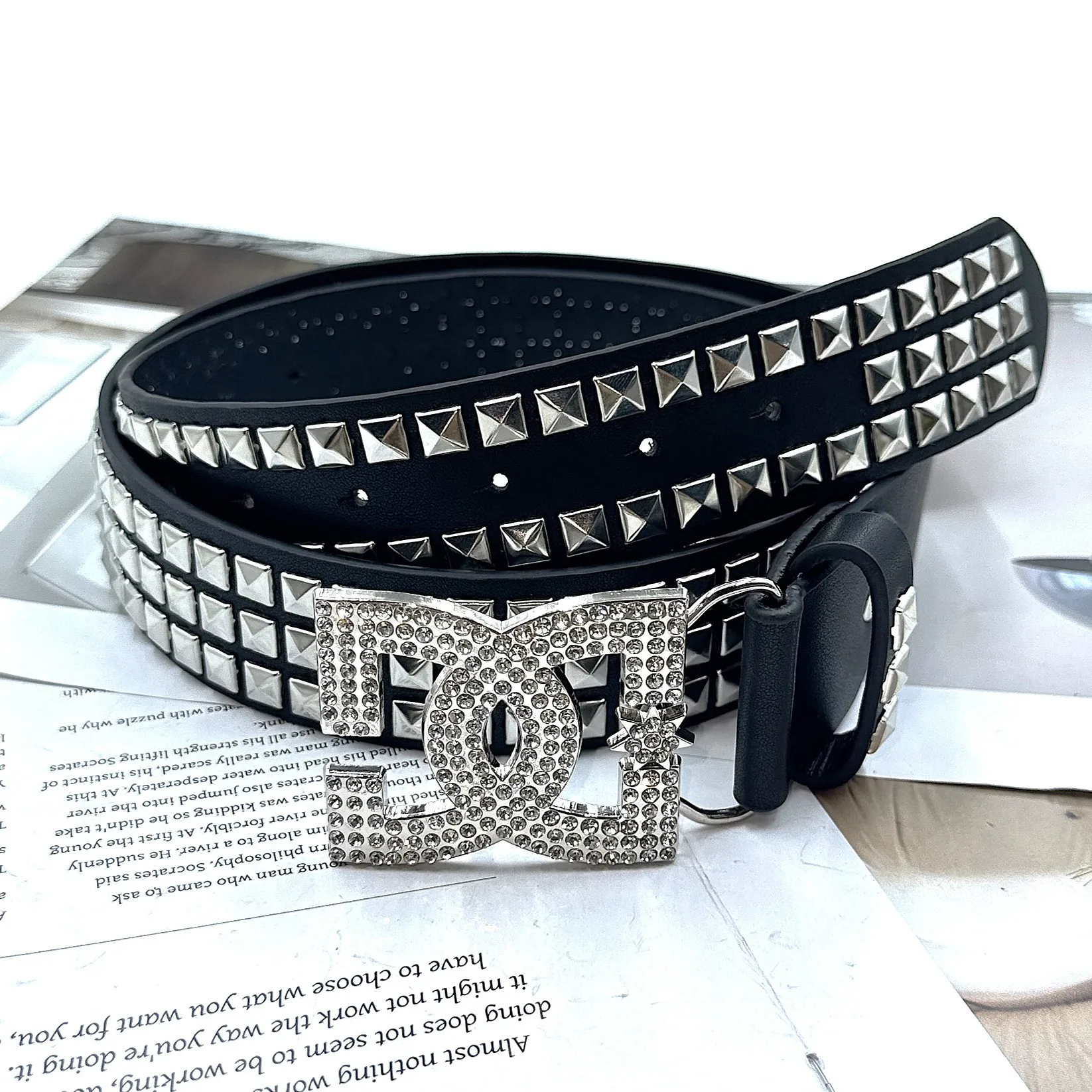 Unique Rhinestone Punk Leather Belt