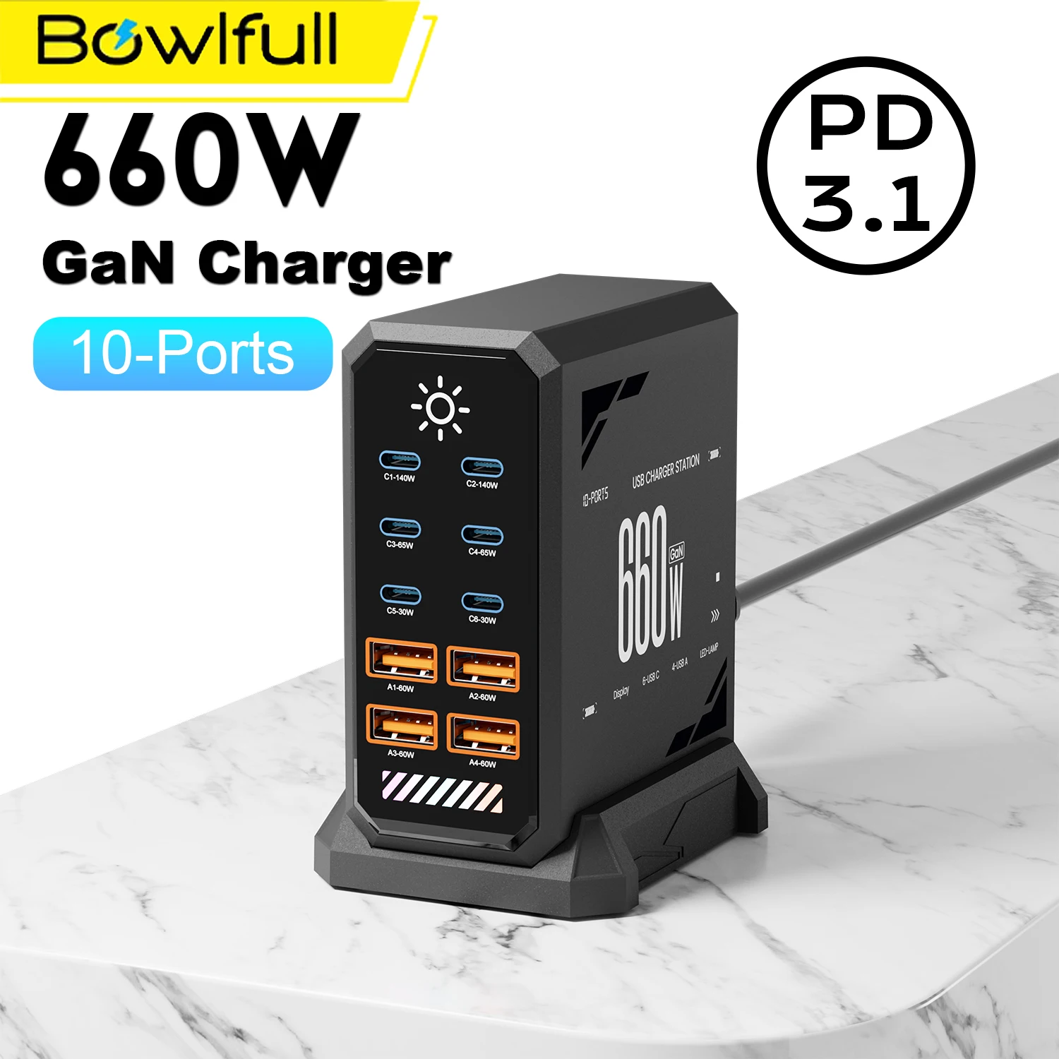 660W GaN Fast Charger Station for Devices