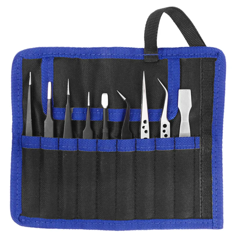 9 Pcs Precision Tweezers Set for Electronics