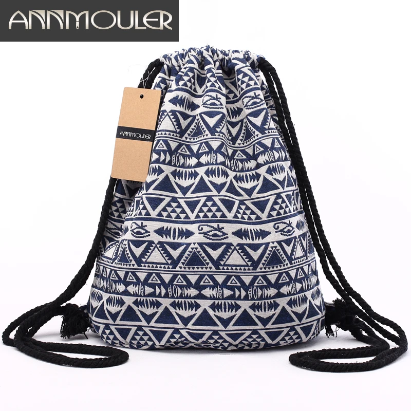 Annmouler Vintage Ethnic Drawstring Backpack