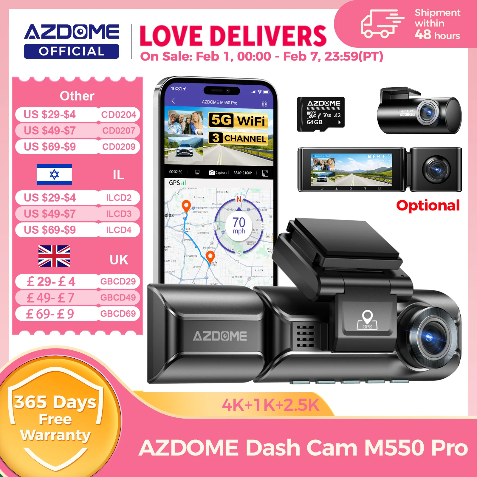 مراجعة داش كام AZDOME M550 Pro: كاميرا 4K مع واي فاي ونظام GPS ورؤية ليلية