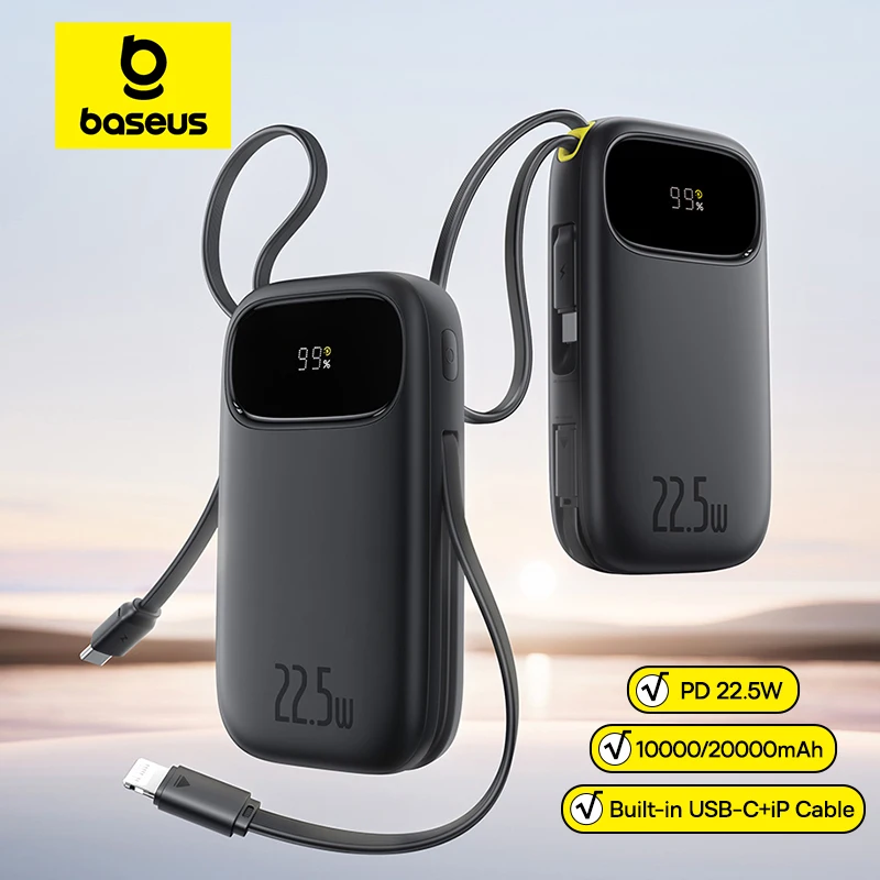 Baseus 22.5W Power Bank with Retractable Cables