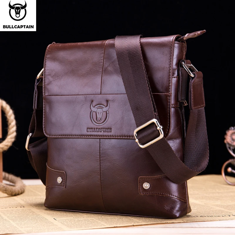 BULLCAPTAIN Men’s Leather Messenger Bag
