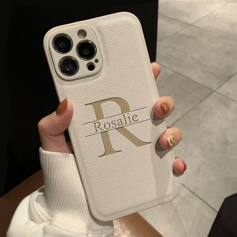 Custom Initials Leather Case for iPhone