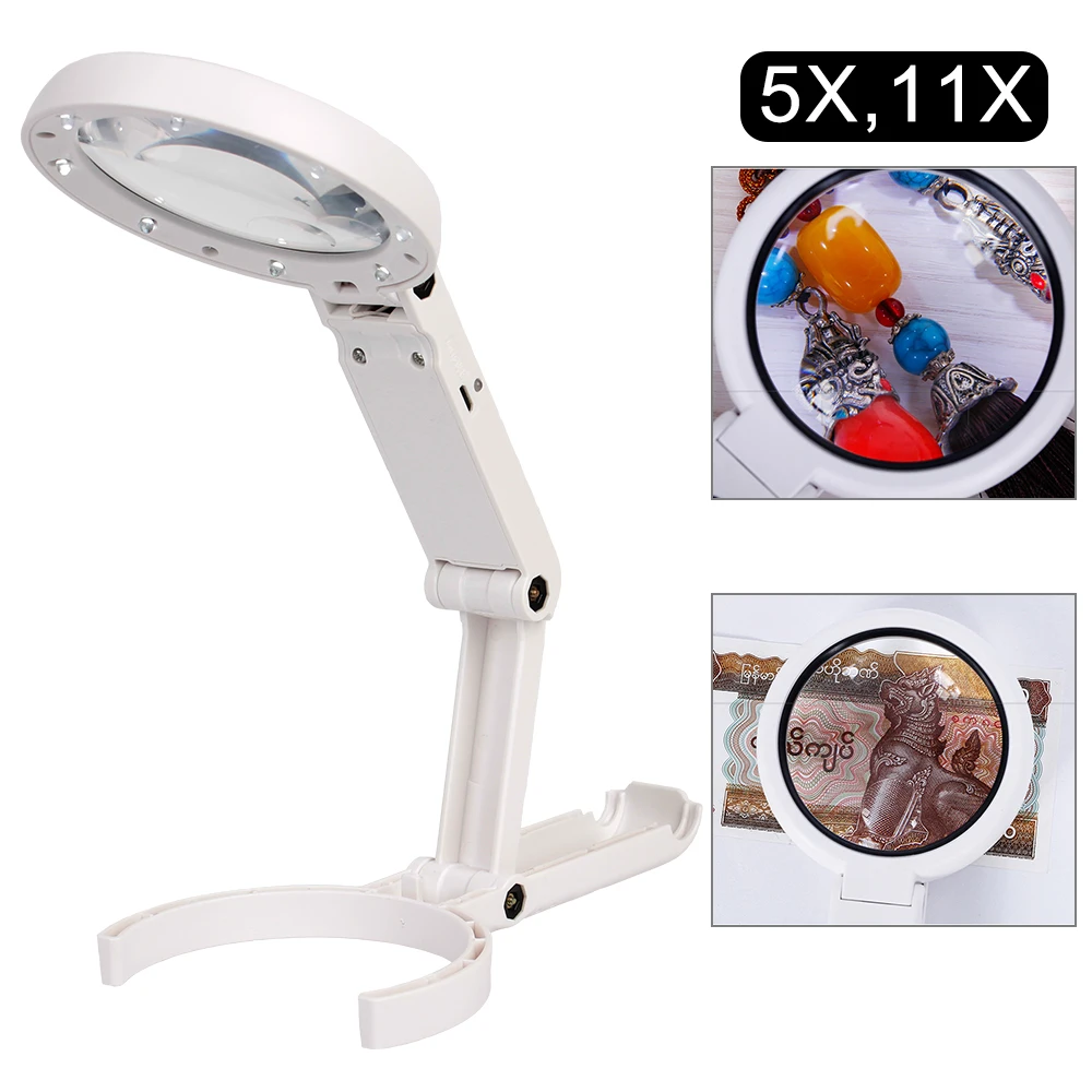 Foldable LED Magnifying Glass Stand