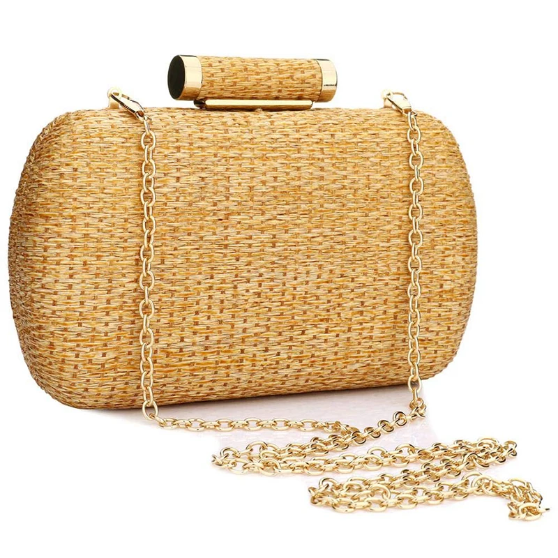 Hand-Woven Straw Clutch Purse for Weddings