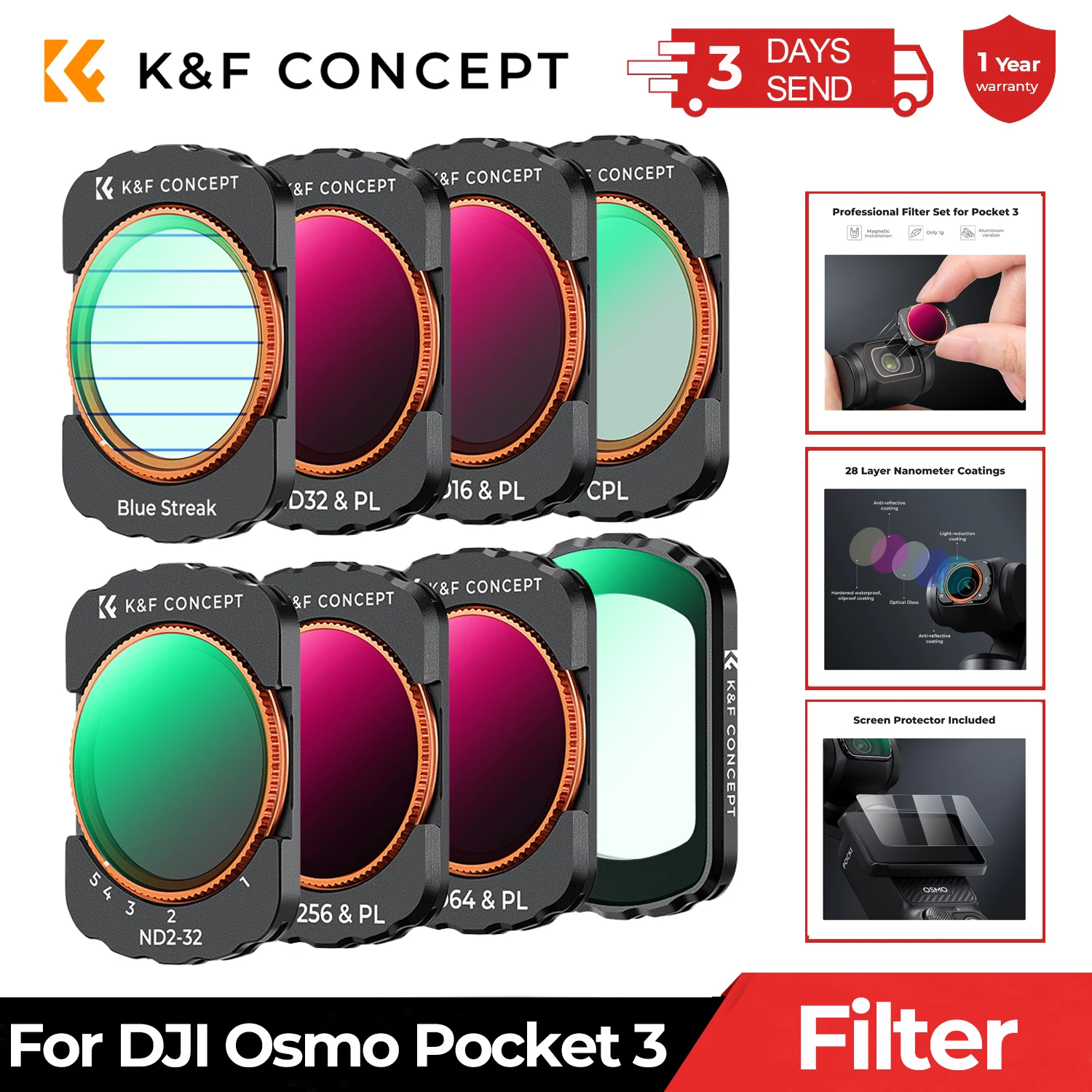 K&F CONCEPT DJI Osmo Pocket 3 Filters