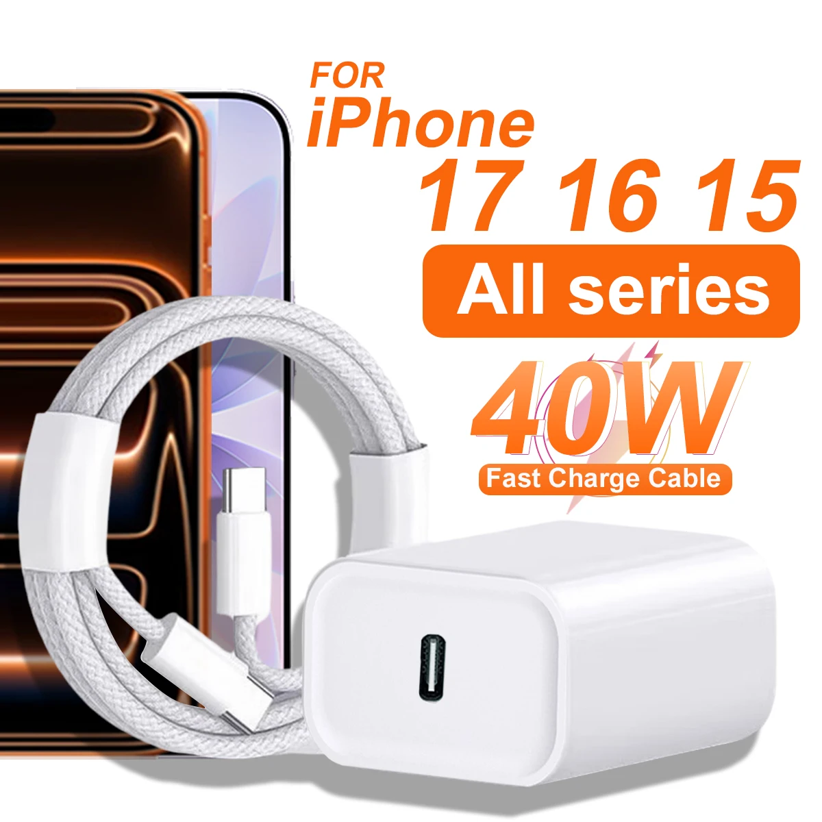 PD 40W Fast Charger for iPhone and Type C