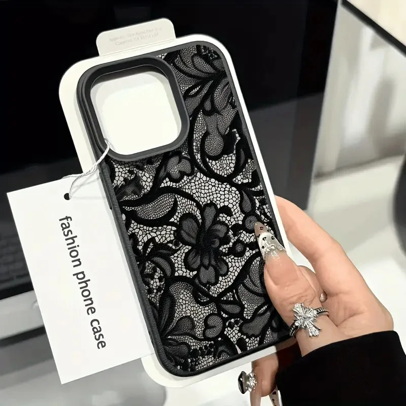 Stylish Black Lace Phone Case for iPhone