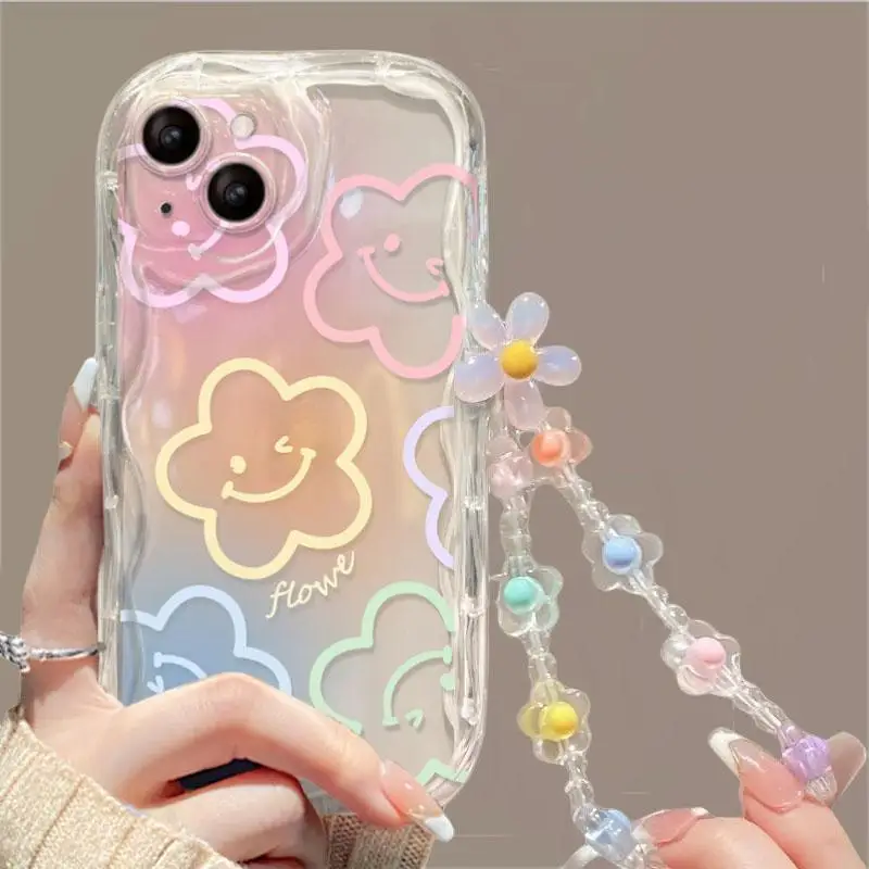 Stylish Floral iPhone Case with Wrist Strap