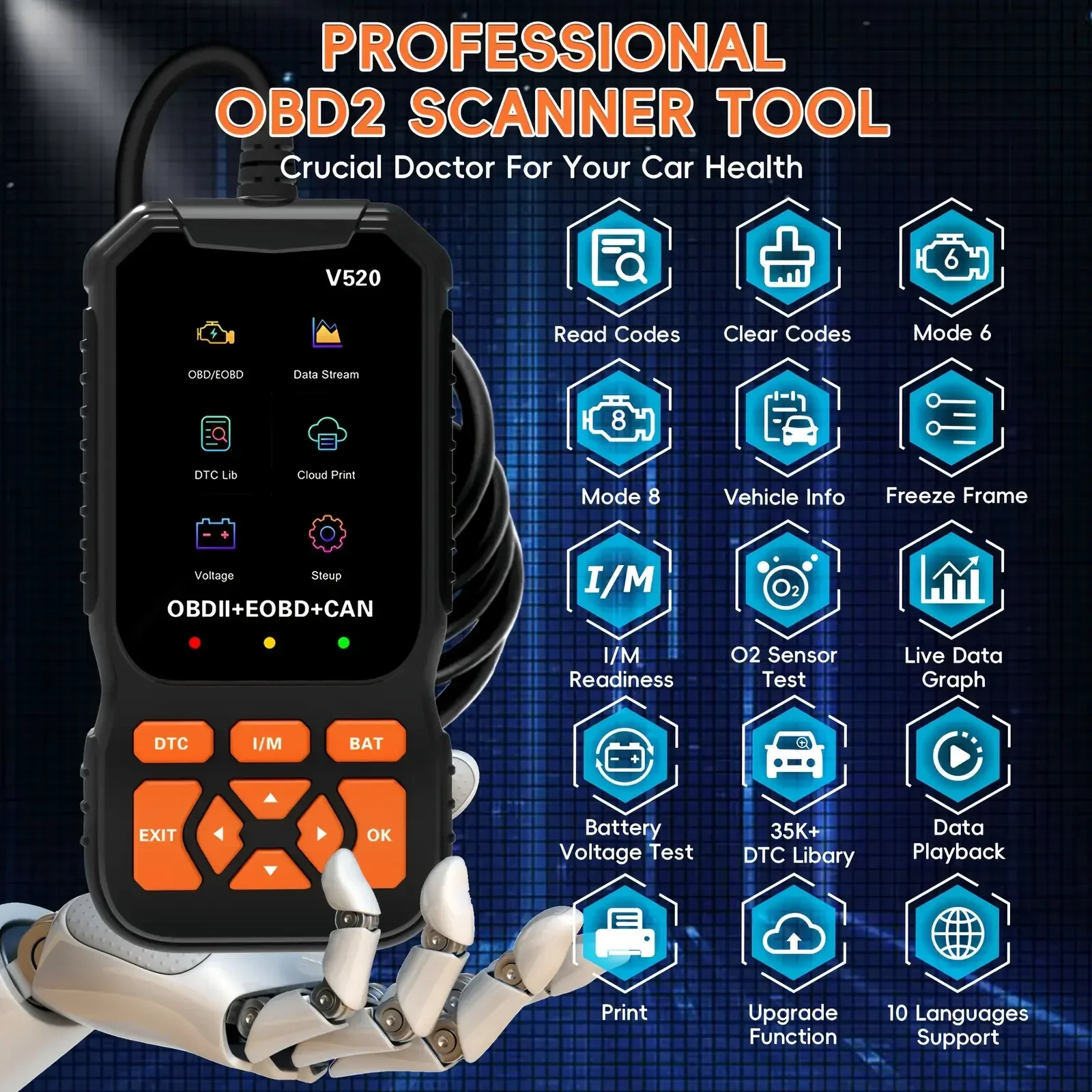 قارئ رموز احترافي للسيارات V520