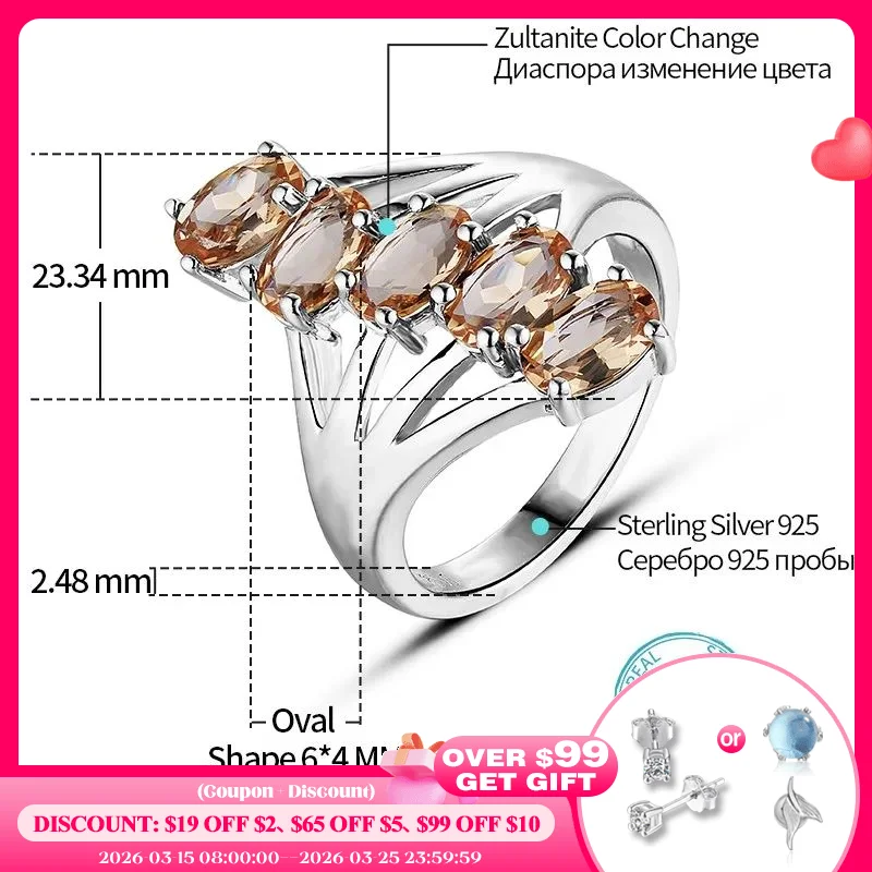 Zultanite Color Change Silver Ring for Women